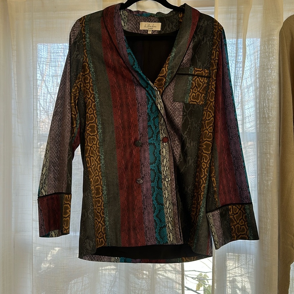 L’Acndemie silk snakeskin blouse